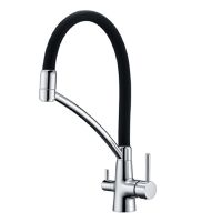 FABIANO Смеситель для кухни на две воды двухрычажный FKM 31.10 Chrome Black (8231.403.0077)
